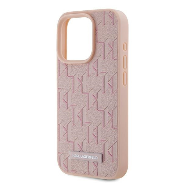 Etui Karl Lagerfeld KLHMP15LPKHPORPP iPhone 15 Pro 6.1" hardcase różowy/pink Leather Monogram Metal Logo