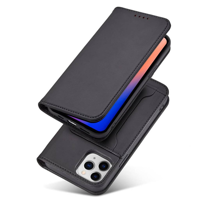 Magnetkartenhülle für iPhone 12 Pro Max Tasche Kartenetui Kartenhalter Schwarz