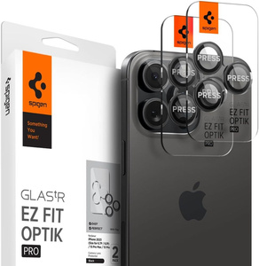 PROTECTOR DE CÁMARA Spigen OPTIK.TR "EZ FIT" PROTECTOR DE CÁMARA 2-PACK IPHONE 14 PRO / MAX / 15 PRO / MAX / 16 PRO / MAX / 17 PRO / MAX BLACK NEGRO