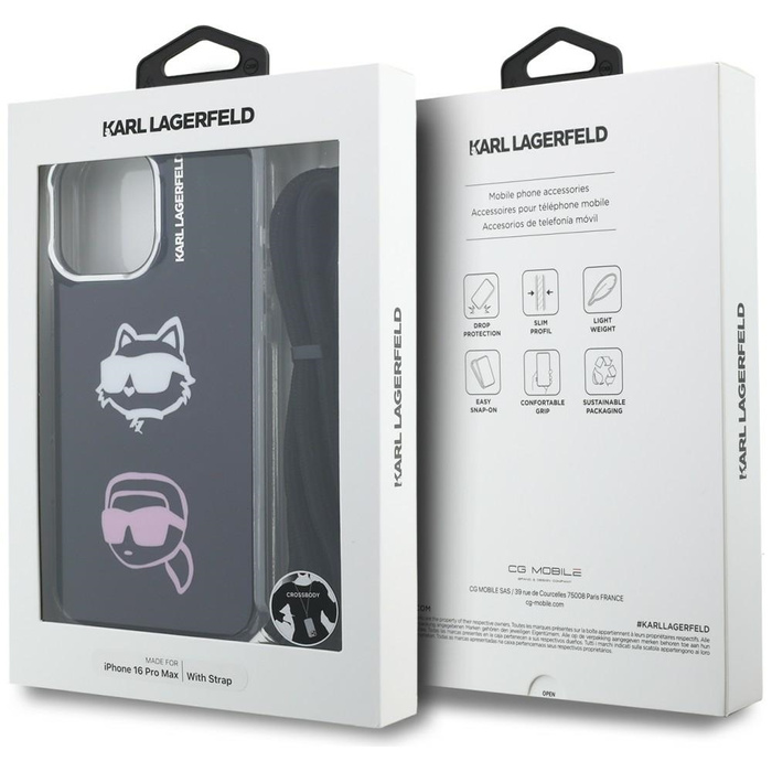 Etui Karl Lagerfeld IML Crossbody        Karl&Choupette Head do iPhone 16 Pro Max czarny