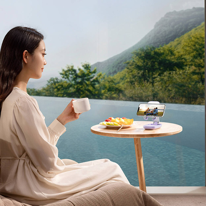 Supporto per telefono regolabile Baseus Seashell Series con specchio - viola