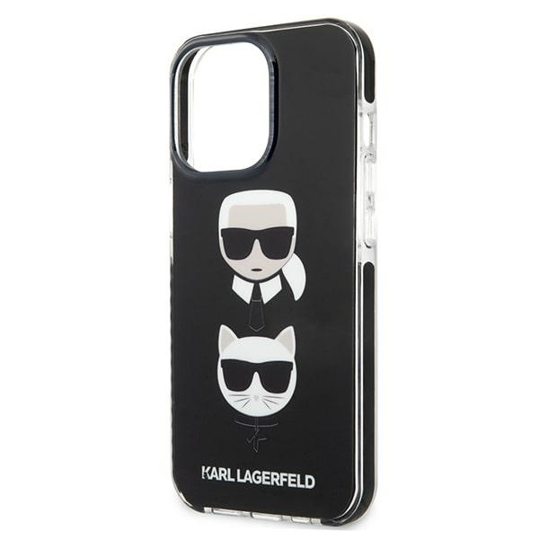 Hülle KARL LAGERFELD Apple iPhone 13 13 Pro Karl&Choupette Kopf Schwarz Hartcase