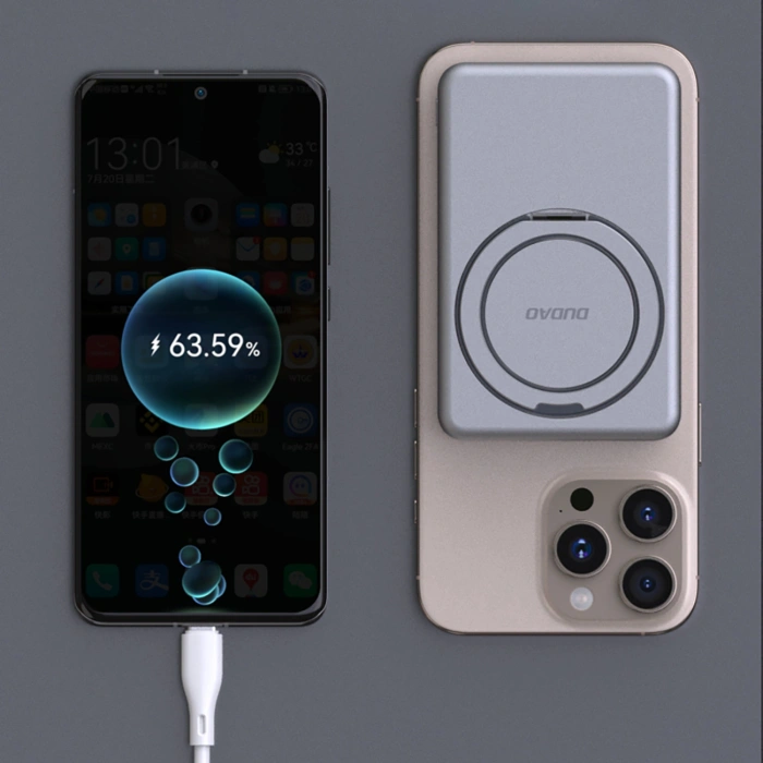 Powerbank Dudao K28S 20W PD 5000mAh z MagSafe i podstawką - srebrny