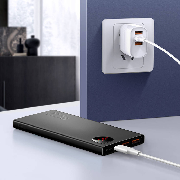 Baseus Adaman Metal avec charge rapide 10000mAh 22.5W (Overseas Edition 2021) noir + câble USB-A - USB-C 3A 0.3m noir