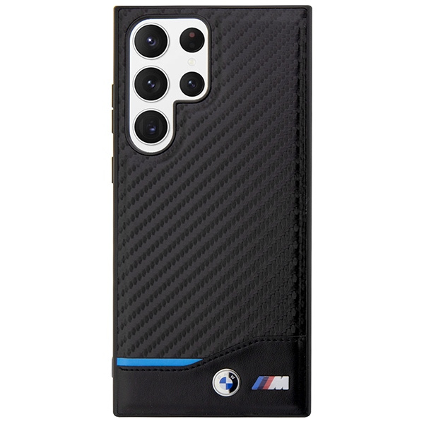 Funda BMW BMHCS23L22NBCK S23 Ultra S918 negro/negro Cuero Carbono Case