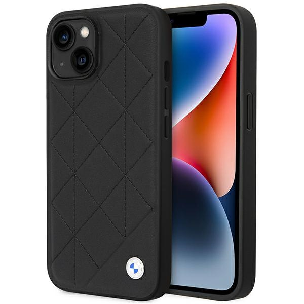 Hülle BMW BMHCP14S22RQDK iPhone 14 6.1" Schwarz/Schwarz Leder Gesteppt