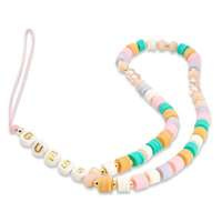 GUESS Phone Strap Heishi Beads Pink Pendant