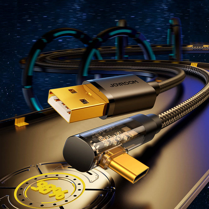 Joyroom Cavo USB C angolato - USB per ricarica rapida e trasferimento dati 3A 1.2 m nero (S-UC027A6)