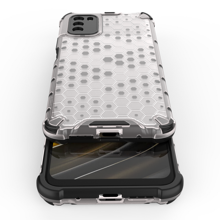 Honeycomb Case armor cover with TPU Bumper for Xiaomi Poco M3 transparent