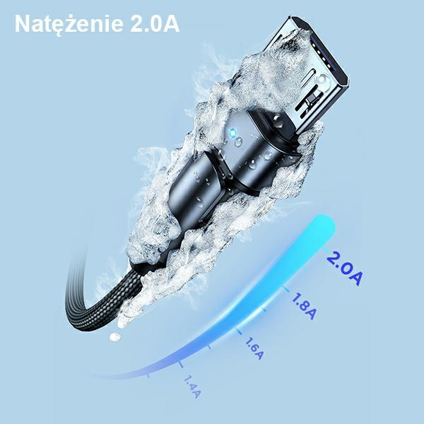 USAMS USB MicroUSB Flechtkabel U60 Swivel 2A 1m Schwarz