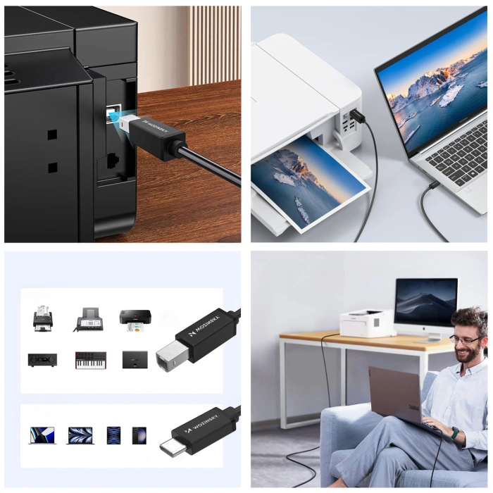 Kabel Wozinsky WKDDY2S USB-B - USB-C 2m - czarny