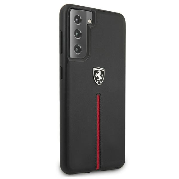  FERRARI Samsung Galaxy S21 G991 Off Track Cuero Nylon Raya FEOSIHCS21SBK Negro Hardcase