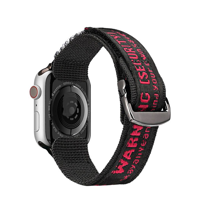 Bracelet Dux Ducis Strap (Outdoor Version) pour Apple Watch Ultra, SE, 8, 7, 6, 5, 4, 3, 2, 1 (49, 45, 44, 42 mm) bracelet en nylon noir et rouge