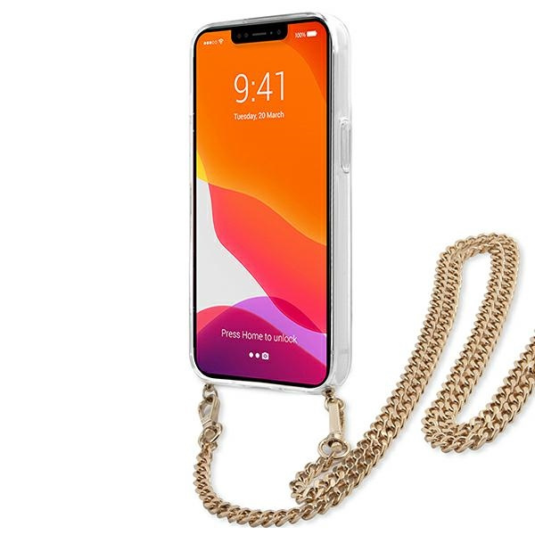 Pevné pouzdro Pouzdro Apple iPhone 13 Mini Leopard Gold Strap Brown