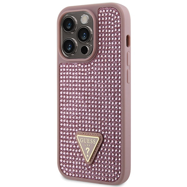 Cover Guess GUHCP14LHDGTPP iPhone 14 Pro 6.1" rosa/rosa durocase Triangolo con strass Case