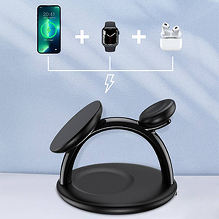 Station de charge inductive 3-en-1 Choetech iPhone 13/12/14, AirPods Pro, Apple Watch noir (T587-F)