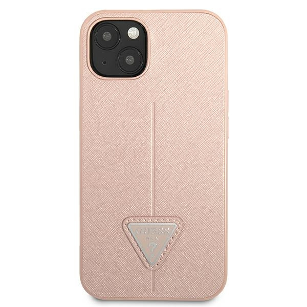 Case GUESS Apple iPhone 13 Mini Saffiano Triangle Logo Pink Hardcase