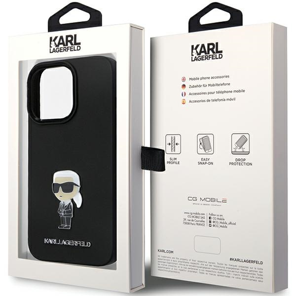Etui Karl Lagerfeld KLHCP14LSMHKNPK iPhone 14 Pro 6.1" czarny/black Silicone Ikonik Metal Pin