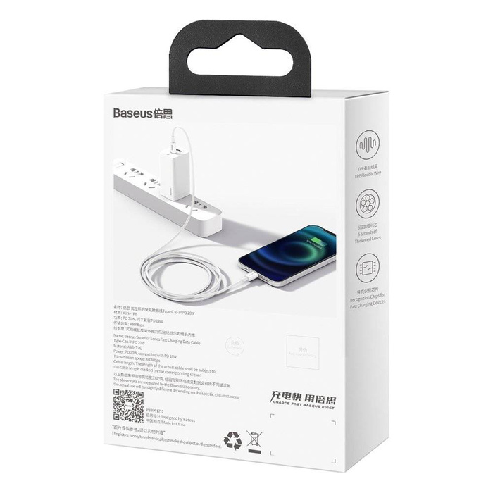 Baseus Superior Cable USB Type C - Lightning Power Delivery 20 W 1 m White (CATLYS-A02)