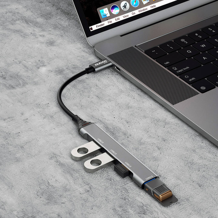Dudao HUB 4in1 USB-C - 4x USB-A (3 x USB2.0 / USB3.0) 6.3cm noir (A16T)