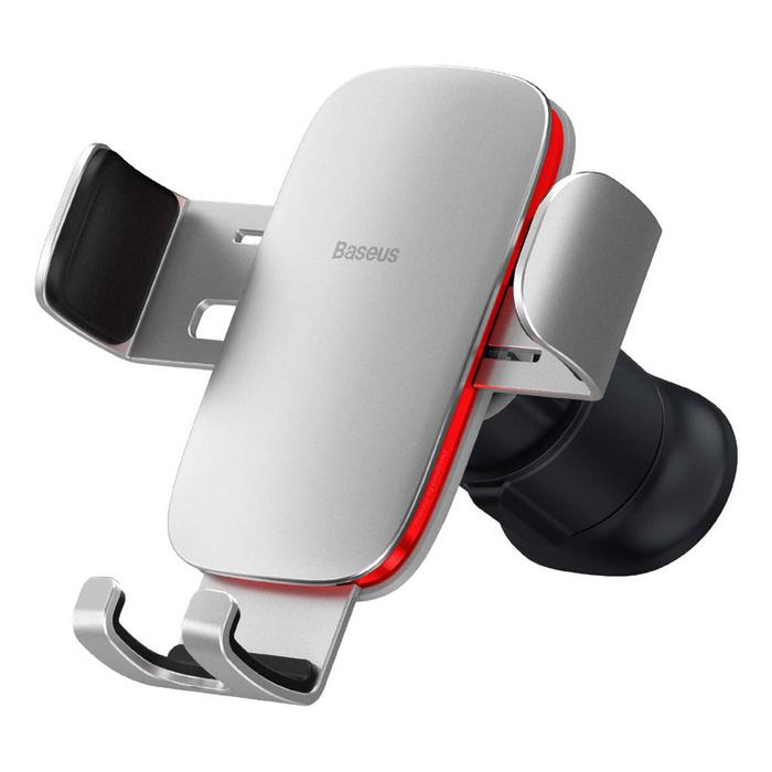 Support de téléphone de voiture gravité Baseus Metal Age II sur la grille de ventilation argent (SUJS000012)