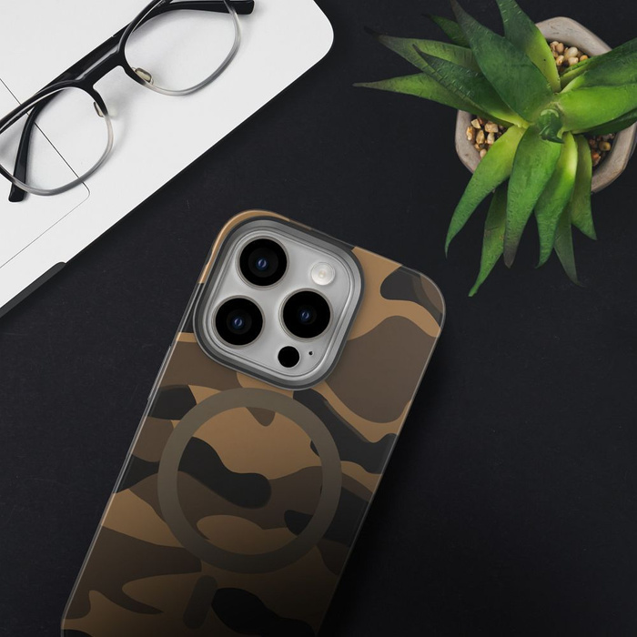 Etui na iPhone 16 PRO Forcell F-Protect Levels Dual Layer 4D technology zgodny z MagSafe Military Drop-Test desert camo