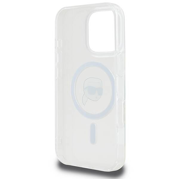 Etui Karl Lagerfeld iPhone 16 Pro 6.3" biały/white hardcase IML Metal Karl Head MagSafe