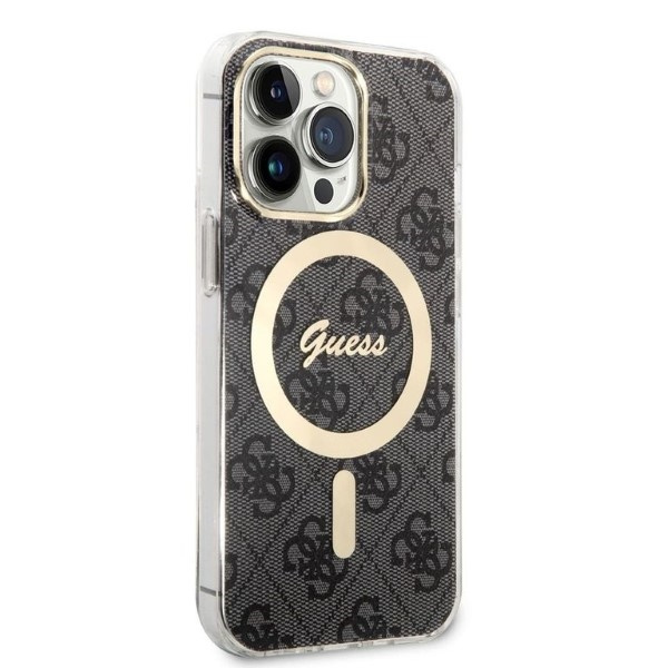 Súprava Puzdro Guess Case+ nabíjačka iPhone 13 Pro čierna/čierna tvrdá case 4G Tlač MagSafe