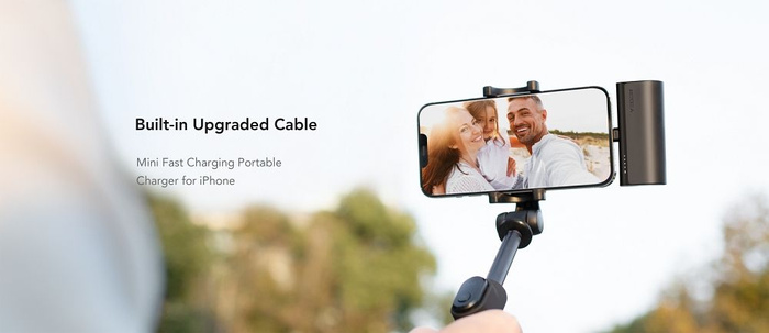 Powerbank Veger PlugOn (W0556P) PD QC3.0 3A 20W 5000 mAh z wbudowanym złączem Lightning czarny