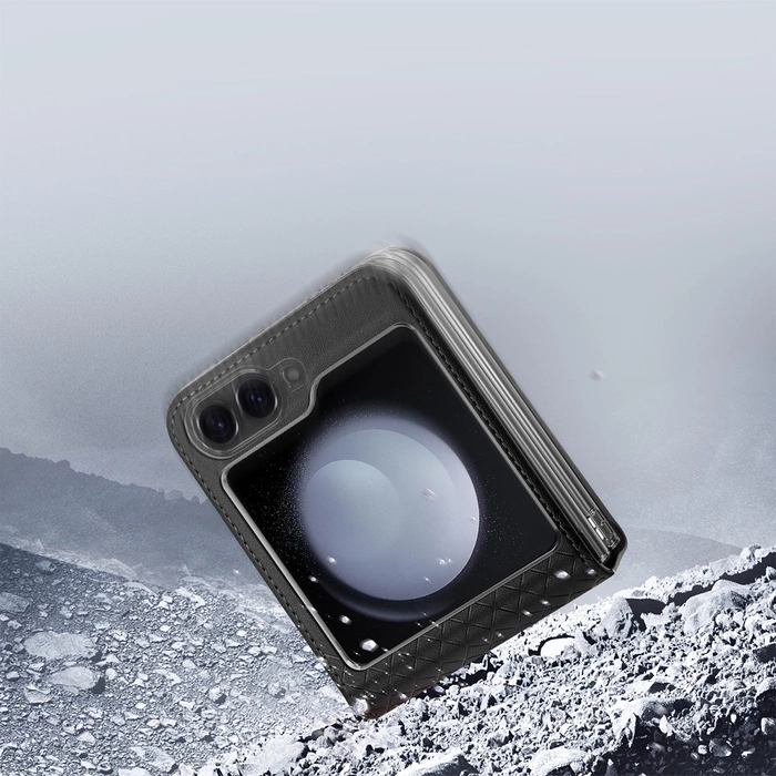 Dux Ducis Brill Ledertasche für Samsung Galaxy Z Flip 6 - Schwarz