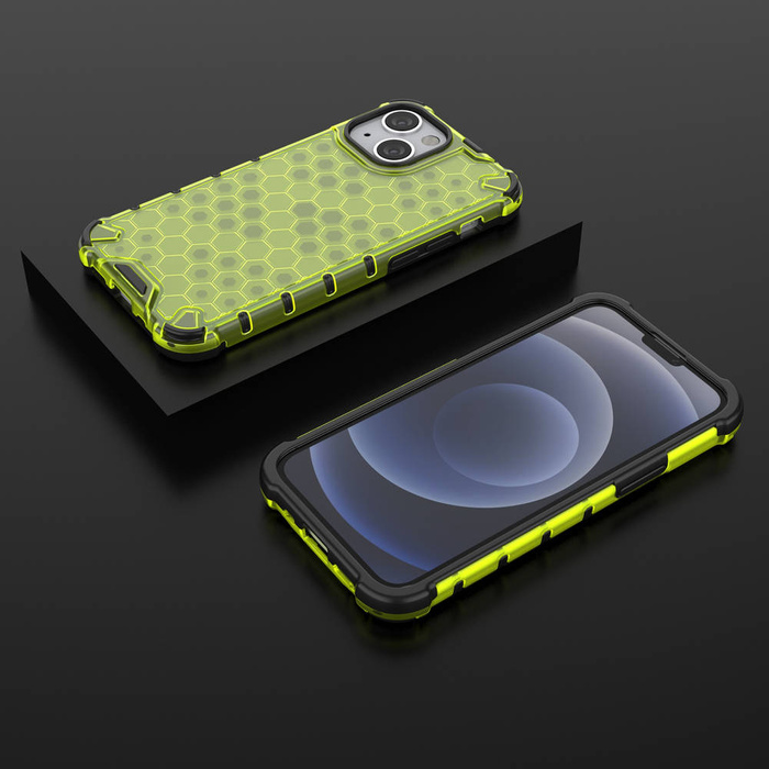 Honeycomb Case armor cover with TPU Bumper for iPhone 13 mini green