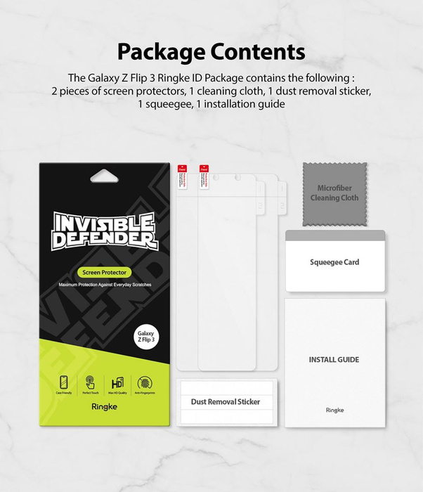 Ringke 2pcs Screen Protector Film for Samsung Galaxy Z Flip 3 Screen Protector (S19P043)