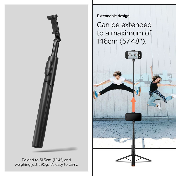 SPIGEN S541W TRÉPIED SELFIE STICK BLUETOOTH NOIR