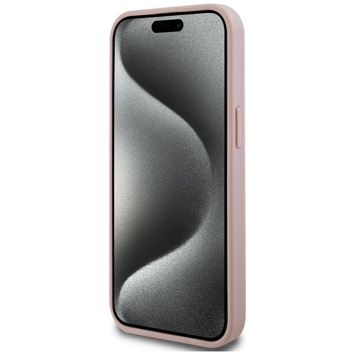 Case Guess GUHCP15SPCRTHCP iPhone 15 6.1" pink/pink hardcase Croco Triangle Metal Logo Case