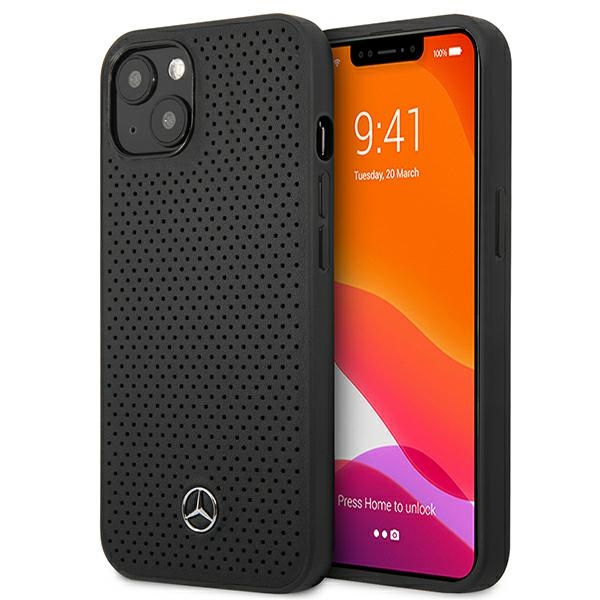 Mercedes MEHCP13MDELBK iPhone 13 6.1" schwarz/schwarz hartcase Leder Perforiert