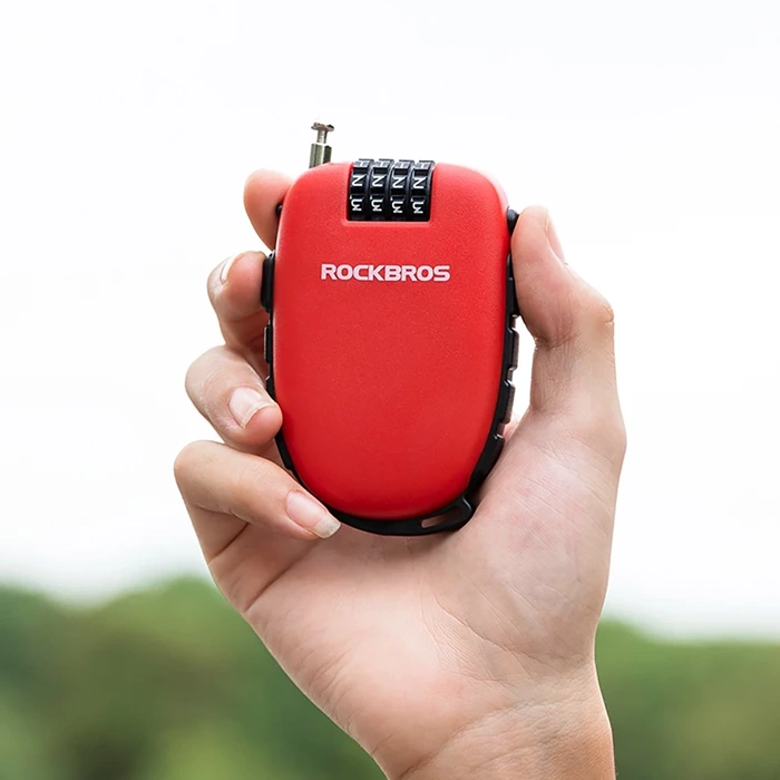 Rockbros 32420981001 Fahrradschloss mit einziehbarem Kabel – Rot