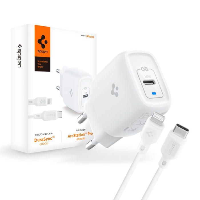 Charger Spigen Pe2c10cl to iPhone Power Delivery 20W USB-C + Cable Lightning