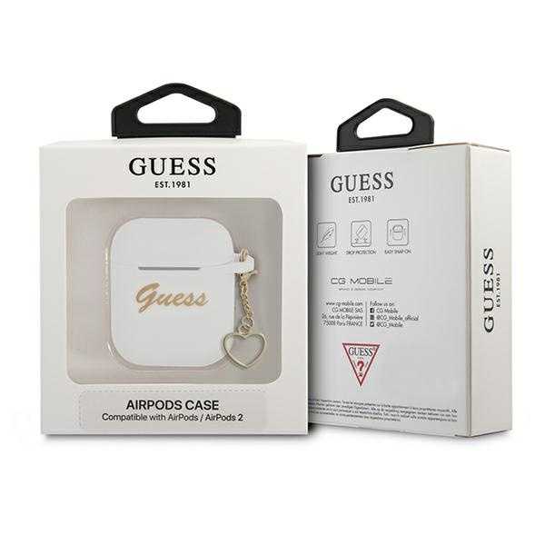 Guess GUA2LSCHSH AirPods Cover weiß / weiß Silicone Charm Collection