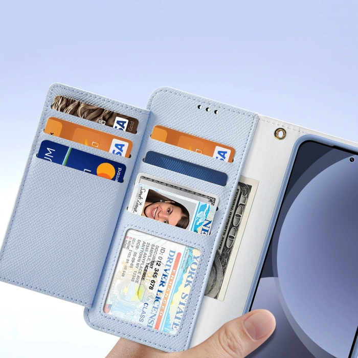 Dux Ducis Lawa Lederhülle für Samsung Galaxy S25+ mit abnehmbarer magnetischer Brieftasche – Blau