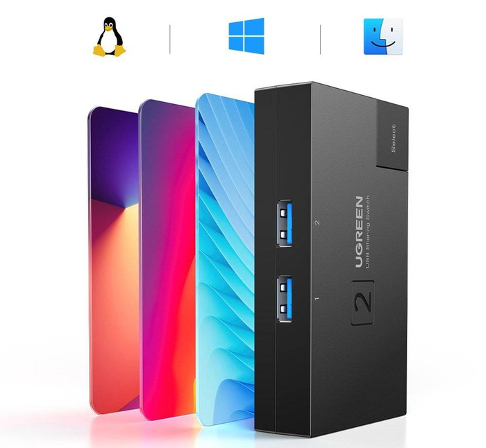 Obojsmerný prepínač USB 3.0 Ugreen CM618 - čierny