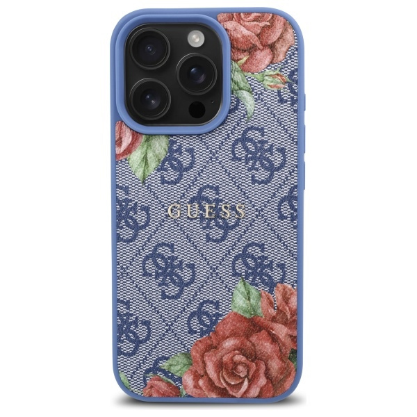 Guess GUHMP16XP4ROPEMCB iPhone 16 Pro     Max 6.9" niebieski/blue hardcase 4G Flowers Print MagSafe