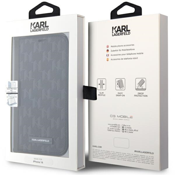 Case Karl Lagerfeld KLBKP14SSAKLHPK iPhone 14 6.1" bookcase black/black Saffiano Monogram Case