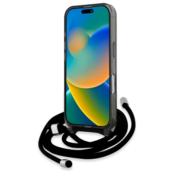 Etui Karl Lagerfeld iPhone 16 6.1" czarny/black hardcase IML Crossbody Monogram Karl & Choupette Head MagSafe