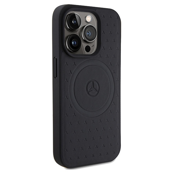Etui Mercedes MEHMP15X23RGSK iPhone 15 Pro Max 6.7" czarny/black hardcase Star Pattern Leather MagSafe Case