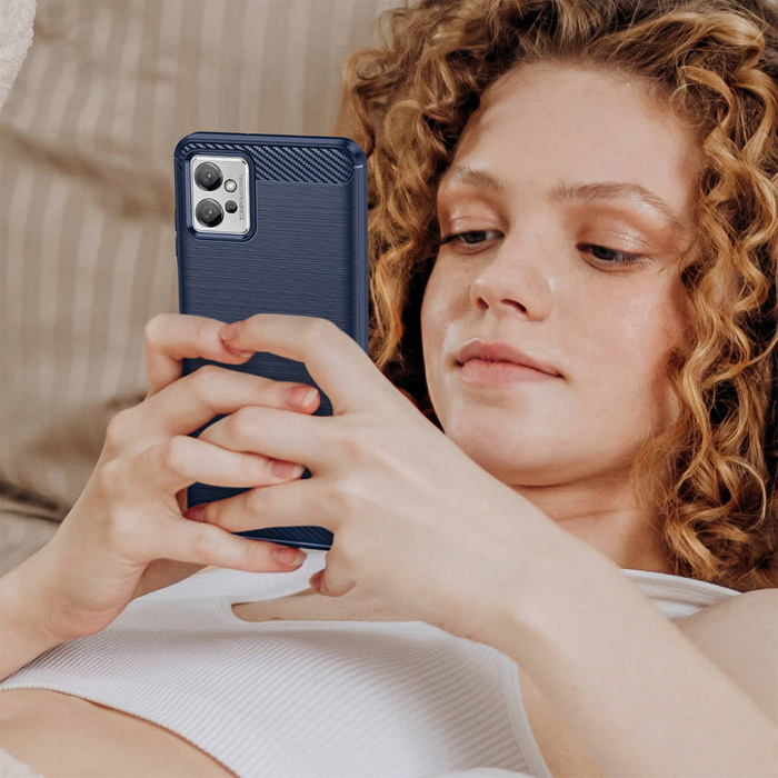 Karbon Case obal Realme C35 flexibilní silikonový carbonový kryt černý