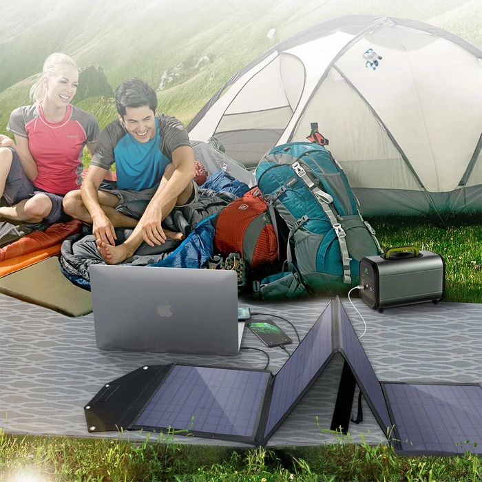 Choetech solar charger 100W foldable 2x USB 1x USB C PD QC black (SC009-V2)