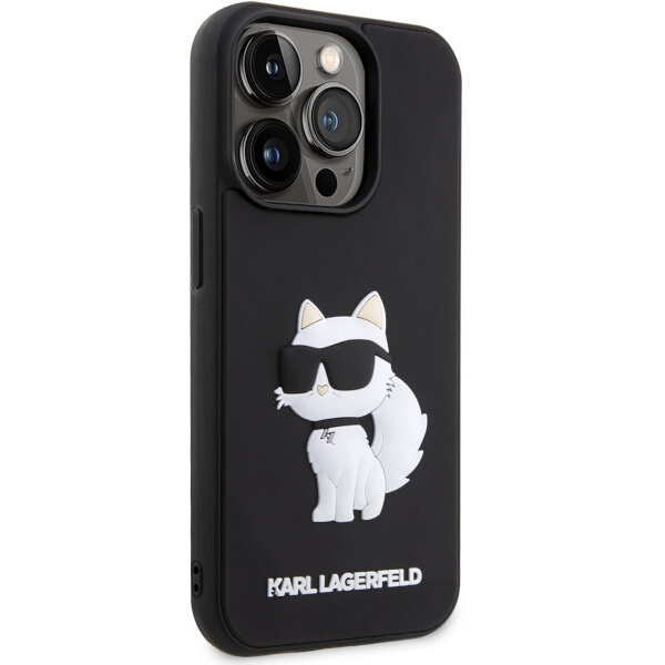 Hülle Karl Lagerfeld KLHCP14L3DRKHNK iPhone 14 Pro 6.1" schwarz/schwarz hartcase Rubber Choupette 3D Case