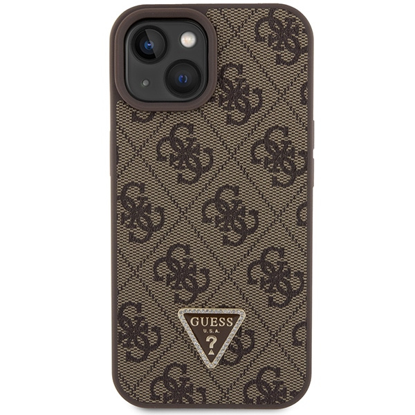Case Guess GUHCP15SP4TDSCPW iPhone 15 6.1" brown/brown hardcase Crossbody 4G Metal Logo Case