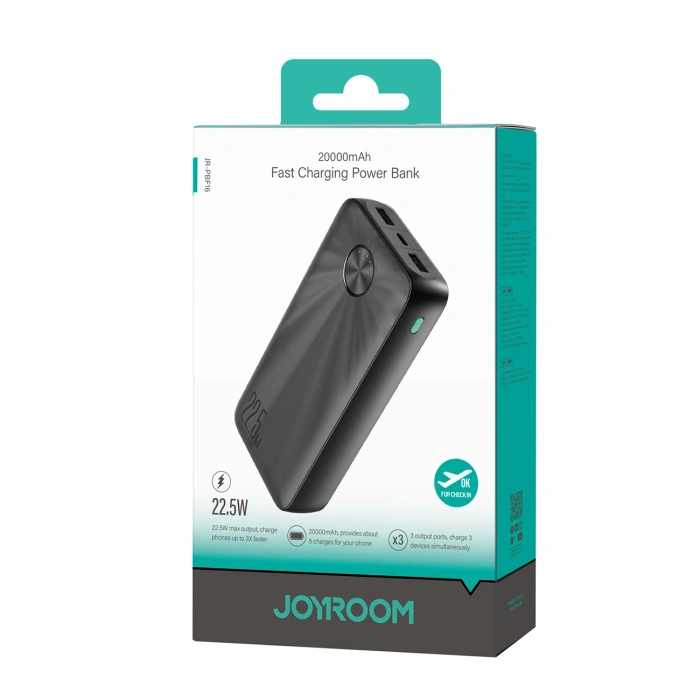Powerbank Joyroom JR-PBF16 20000mAh USB-C USB-A 22.5W - czarny