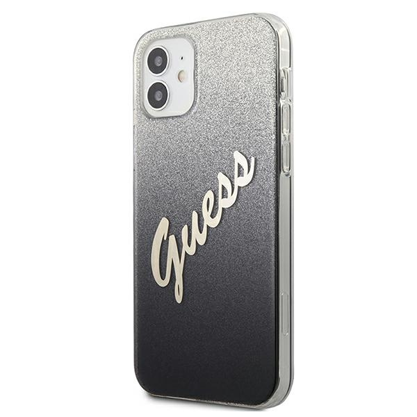 Cover GUESS Apple iPhone 12 Mini Glitter Gradient Script GUHCP12SPCUGLSBK Nero Hardcase